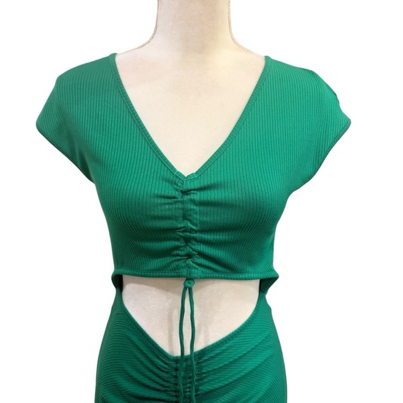 Agua Bendita Ailana Dress Green Maxi Size Medium Cut-Out Midriff NEW $250 - Picture 3 of 16